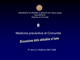 Dissuasione dall`abitudine al fumo - Facoltà di Medicina e Chirurgia