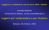 conoscenza del testo e dell`attività di lettura