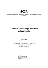 Criteri di calcolo degli indicatori meteoclimatici