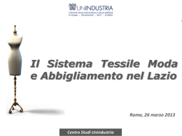 Il Sistema Tessile, Moda e Abbigliamento nel Lazio