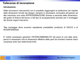 TOLLERANZE DI LAVORAZIONE Ing. Giovanna Fargione