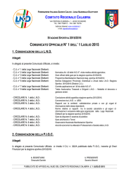 Comunicato Ufficiale n. 1 del 1 Luglio 2015