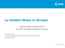 La Golden Share in Europa - Avv. M. Ferrazzani