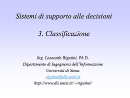 Classificazione - Dipartimento di Ingegneria dell`informazione e