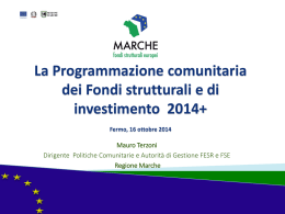 La Programmazione comunitaria dei Fondi strutturali e di