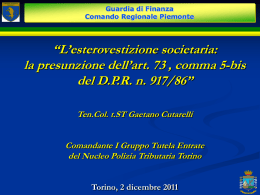 La presunzione legale relativa in materia di esterovestizione