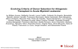 Evolving Criteria of Donor Selection for Allogeneic