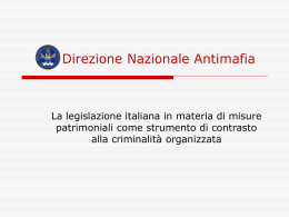 LE MISURE PATRIMONIALI ANTIMAFIA 11 aprile 2011..