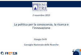 La politica per la conoscenza, la ricerca e l`innovazione - ircres