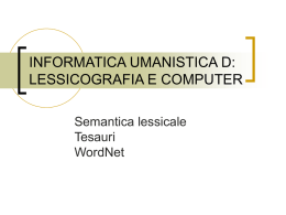 Semantica lessicale Tesauri WordNet