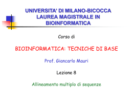 Lezione 8 - Bioinformatica e Calcolo Naturale