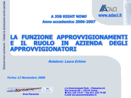 la funzione degli approvvigionamenti e il ruolo in azienda