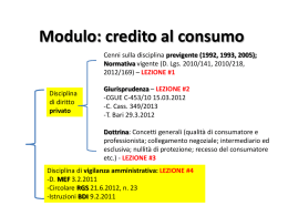 Sommario: credito al consumo - Dipartimento di Giurisprudenza ed