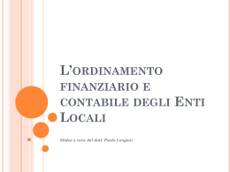 L`ordinamento finanziario e contabile degli Enti Locali