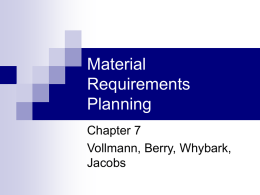 Material Requirements Planning
