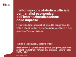 l`indice dei prezzi alla produzione sul mercato estero