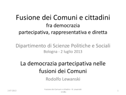 La democrazia partecipativa nelle fusioni dei comuni