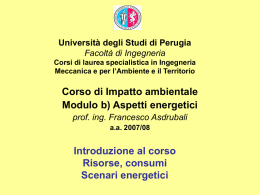 Corso di Pianificazione Energetica e Impatto Ambientale