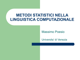 METODI STATISTICI NELLA LINGUISTICA COMPUTAZIONALE