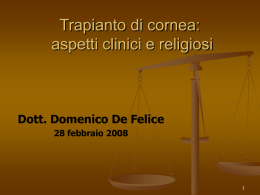 Trapianto di cornea: aspetti clinici e religiosi