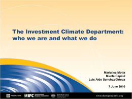 The Investment Climate Department