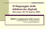 Nessun titolo diapositiva - Il linguaggio delle biblioteche digitali 2