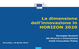 La dimensione dell`Innovazione in HORIZON 2020
