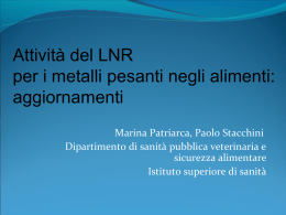 LNR per i metalli pesanti negli alimenti Attività