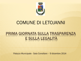 PRIMA GIORNATA SULLA TRASPARENZA E SULLA LEGALITà