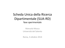 SUA-RICERCA primo esercizio autovalutativo di riesame