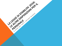 La legge di stabilita* 2016: Le altre disposizioni per il personale