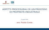 Aspetti procedurali del processo di P.I. (Paolo Creta)