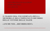 XXI GIORNATA DELLA MEMORIA E DELL`IMPEGNO IN RICORDO