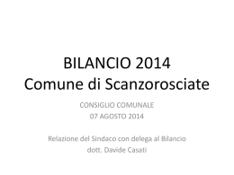 BILANCIO 2014 SLIDES PER CONSIGLIO COMUNALE