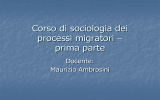 Corso di sociologia dei processi migratori * prima parte