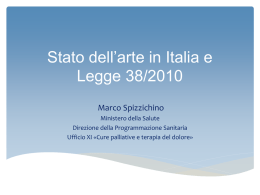 Legge 38/2010: lo sviluppo della rete per ospedale e