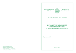 il progetto di risanamento dell`impresa in crisi: la recente esperienza