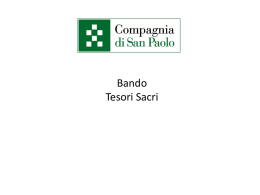 Bando Tesori Sacri - Compagnia di San Paolo