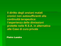Il diritto degli anziani malati cronici non autosufficienti alla continuit&agrave;