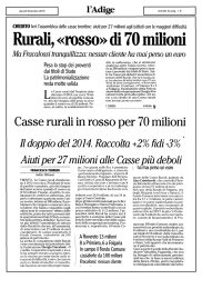 Rurali, «rosso» di 70 milioni