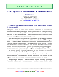 CSR e reputazione nella creazione di valore sostenibile