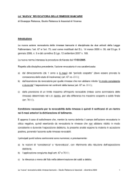 LA “NUOVA” REVOCATORIA DELLE RIMESSE BANCARIE di