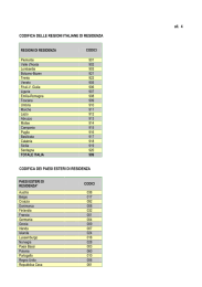 Codifica Regioni Italiane e Paesi Esteri