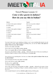 Travel Phrases 12 Come si dice questo in italiano? How do you say