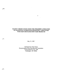 SALIENT  OBSERVATIONS  FROM  THE  PUBLISHED ... ON  EXOGENOUS  OCHRONOSIS  REPORTEDLY  ASSOCIATED