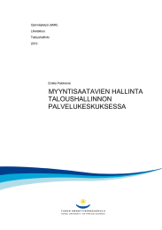 MYYNTISAATAVIEN HALLINTA TALOUSHALLINNON PALVELUKESKUKSESSA