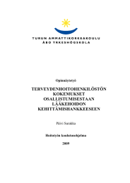 TERVEYDENHOITOHENKILÖSTÖN KOKEMUKSET OSALLISTUMISESTAAN LÄÄKEHOIDON