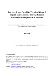 Intra-Articular Fms-Like Tyrosine Kinase 3 Induction and Progression of Arthritis
