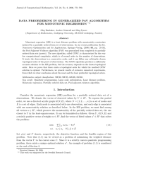 DATA PREORDERING IN GENERALIZED PAV ALGORITHM FOR MONOTONIC REGRESSION