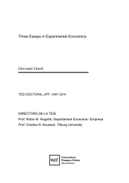 Giovanni Giusti Three Essays in Experimental Economics